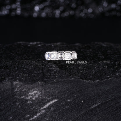 5 Stone Asscher Pinky Labgrown Diamond Ring - Pear Jewels