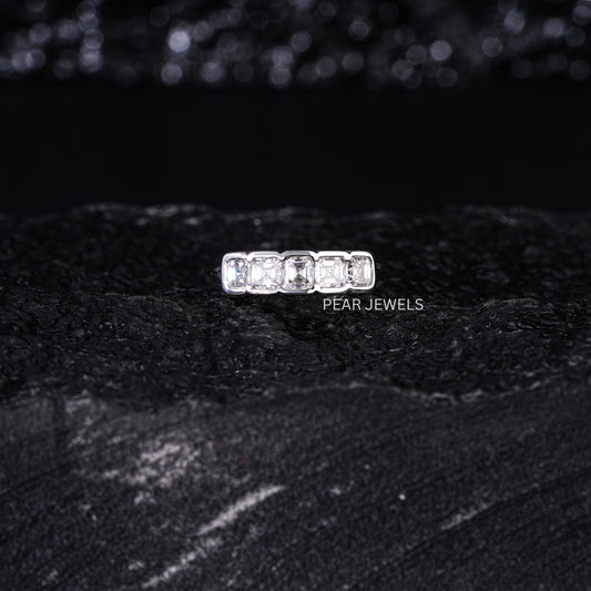 5 Stone Asscher Pinky Labgrown Diamond Ring - Pear Jewels