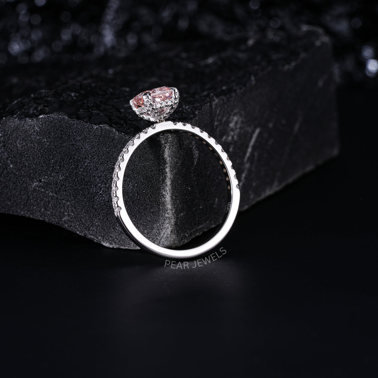 1.0Ct Pink Cushion Labgrown Diamond Engagement Ring - Pear Jewels