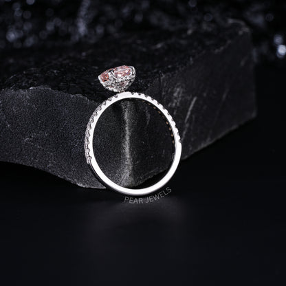 1.0Ct Pink Cushion Labgrown Diamond Engagement Ring - Pear Jewels