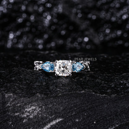 1.00Ct Cushion & Pear Fancy Labgrown Diamond Ring - Pear Jewels