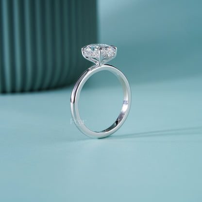 2CT Oval Hidden Halo Lab-Grown Diamond Solitaire Ring