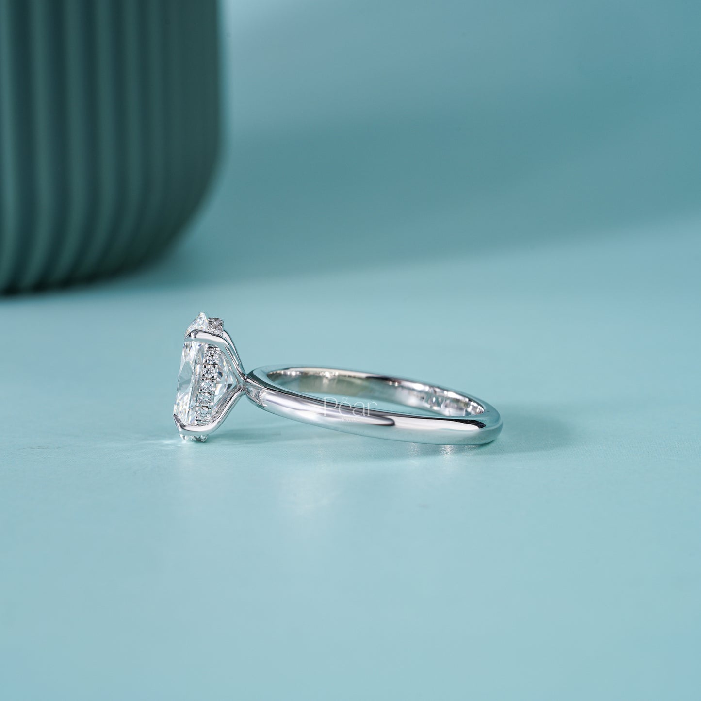 2CT Oval Hidden Halo Lab-Grown Diamond Solitaire Ring