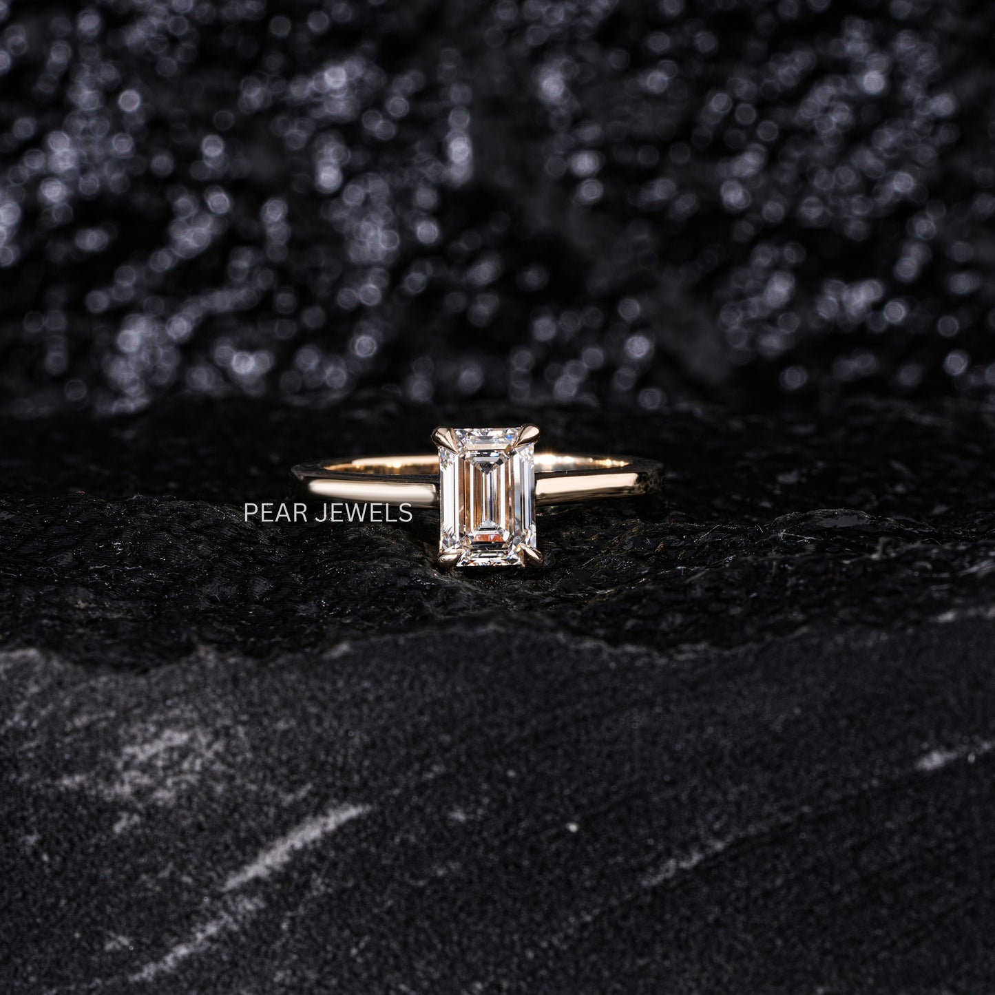 1.5ct Emerald Solitaire Labgrown Diamond Ring - Pear Jewels