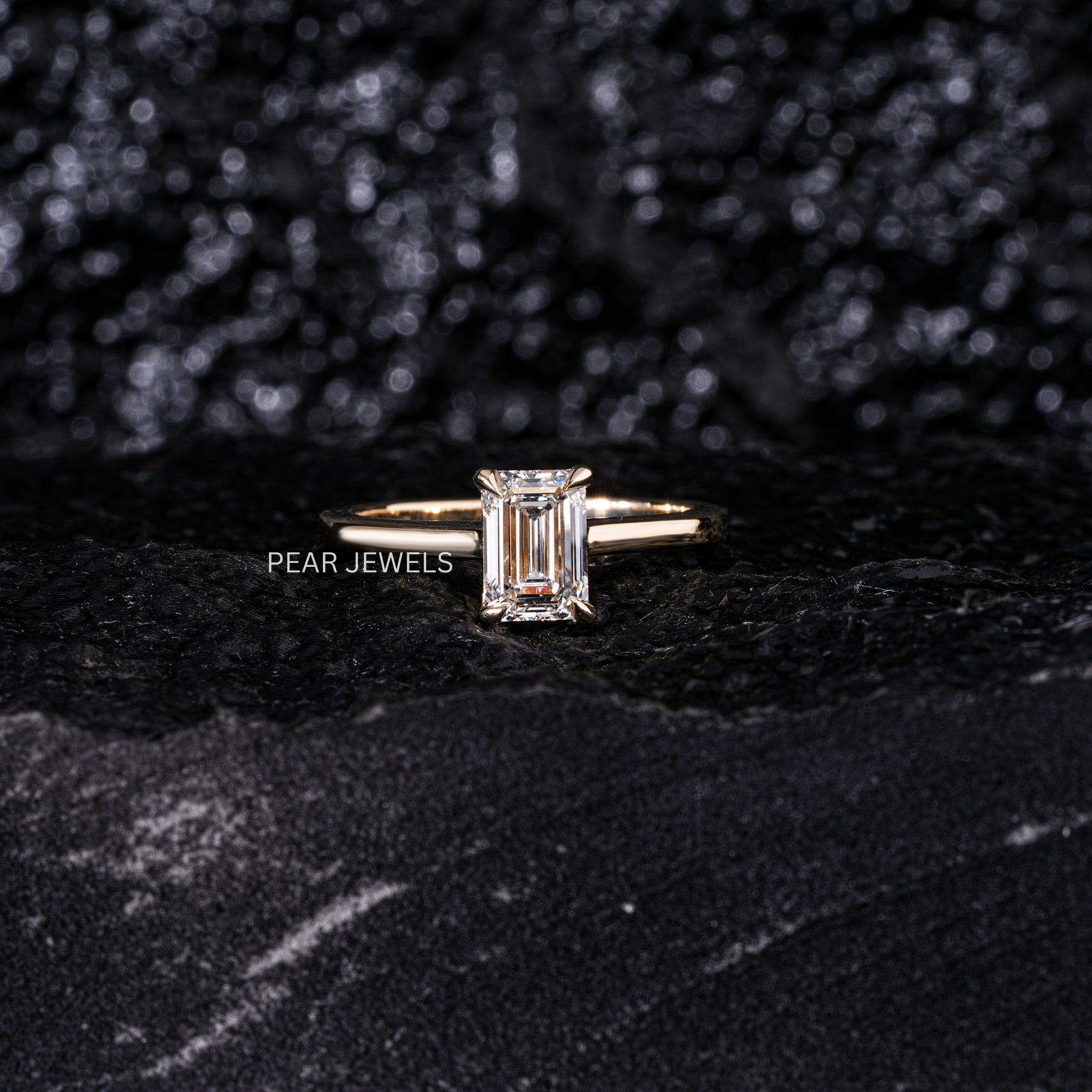 1.5ct Emerald Solitaire Labgrown Diamond Ring - Pear Jewels