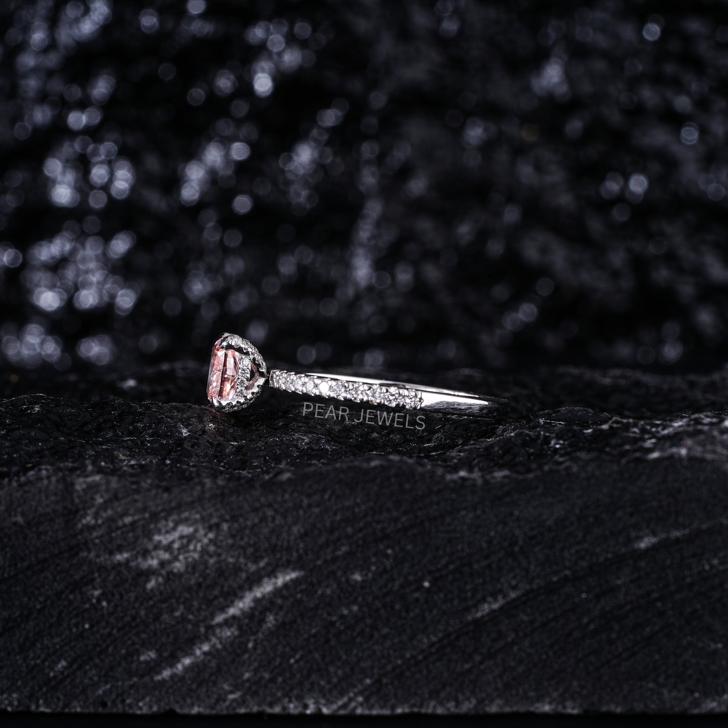 1.0Ct Pink Cushion Labgrown Diamond Engagement Ring - Pear Jewels