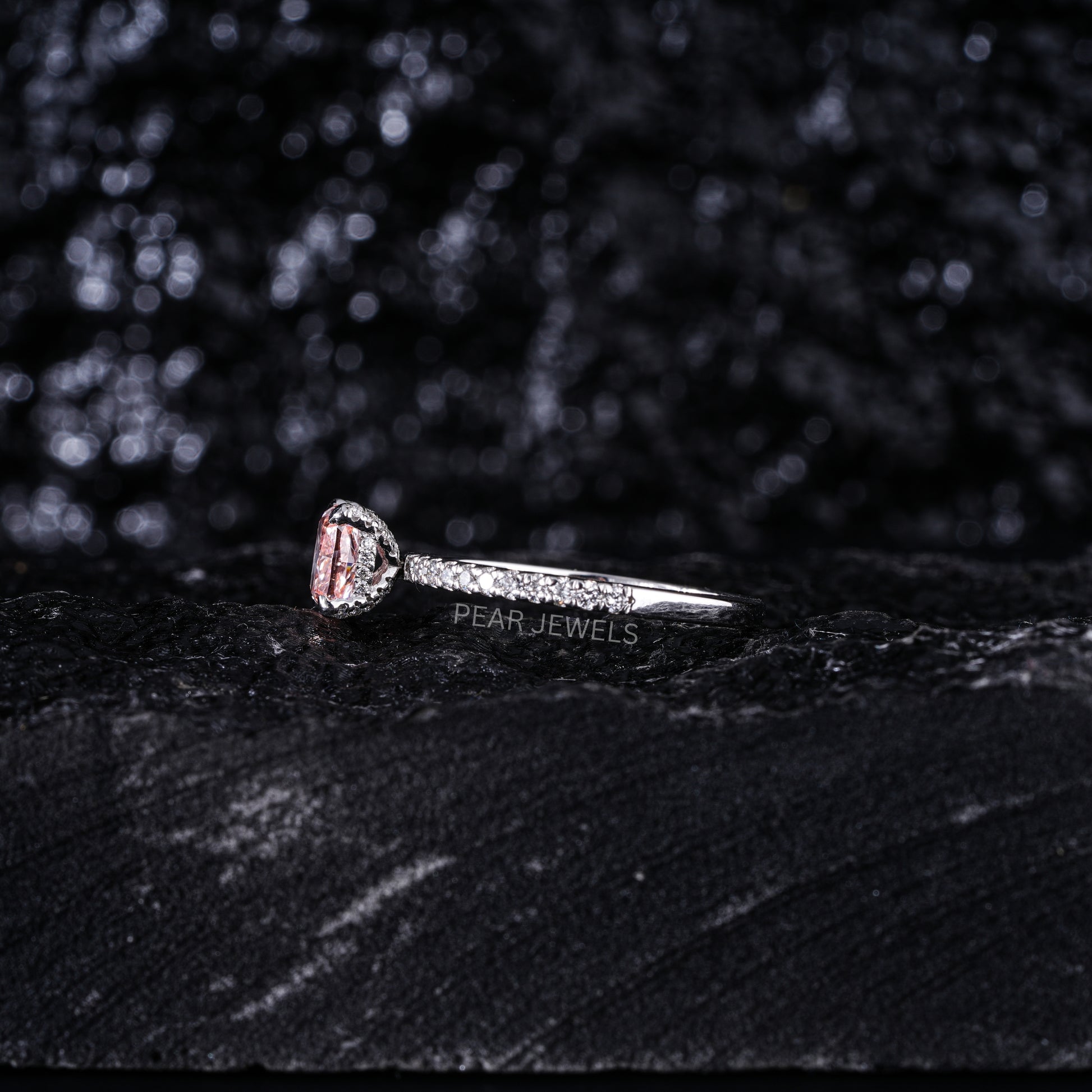 1.0Ct Pink Cushion Labgrown Diamond Engagement Ring - Pear Jewels