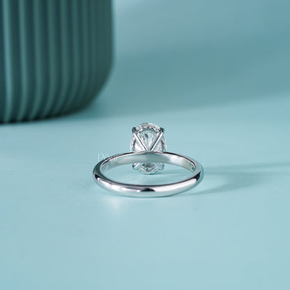 2CT Oval Hidden Halo Lab-Grown Diamond Solitaire Ring