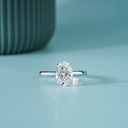 2CT Oval Hidden Halo Lab-Grown Diamond Solitaire Ring