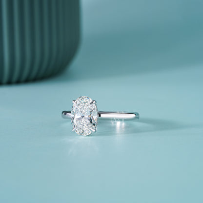 2CT Oval Hidden Halo Lab-Grown Diamond Solitaire Ring