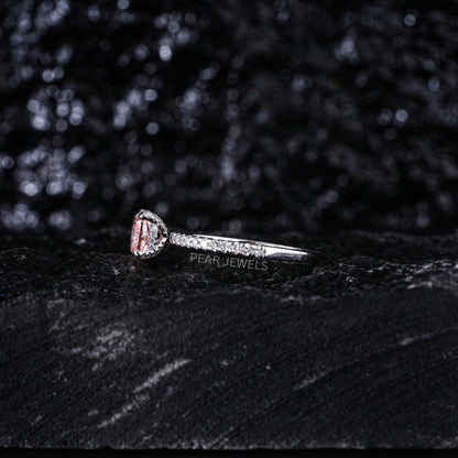 1.0Ct Pink Cushion Labgrown Diamond Engagement Ring - Pear Jewels