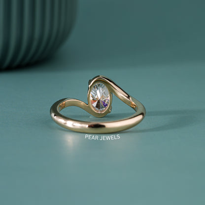 1.00TCW Oval Solitaire Lab-Grown Diamond Ring Band