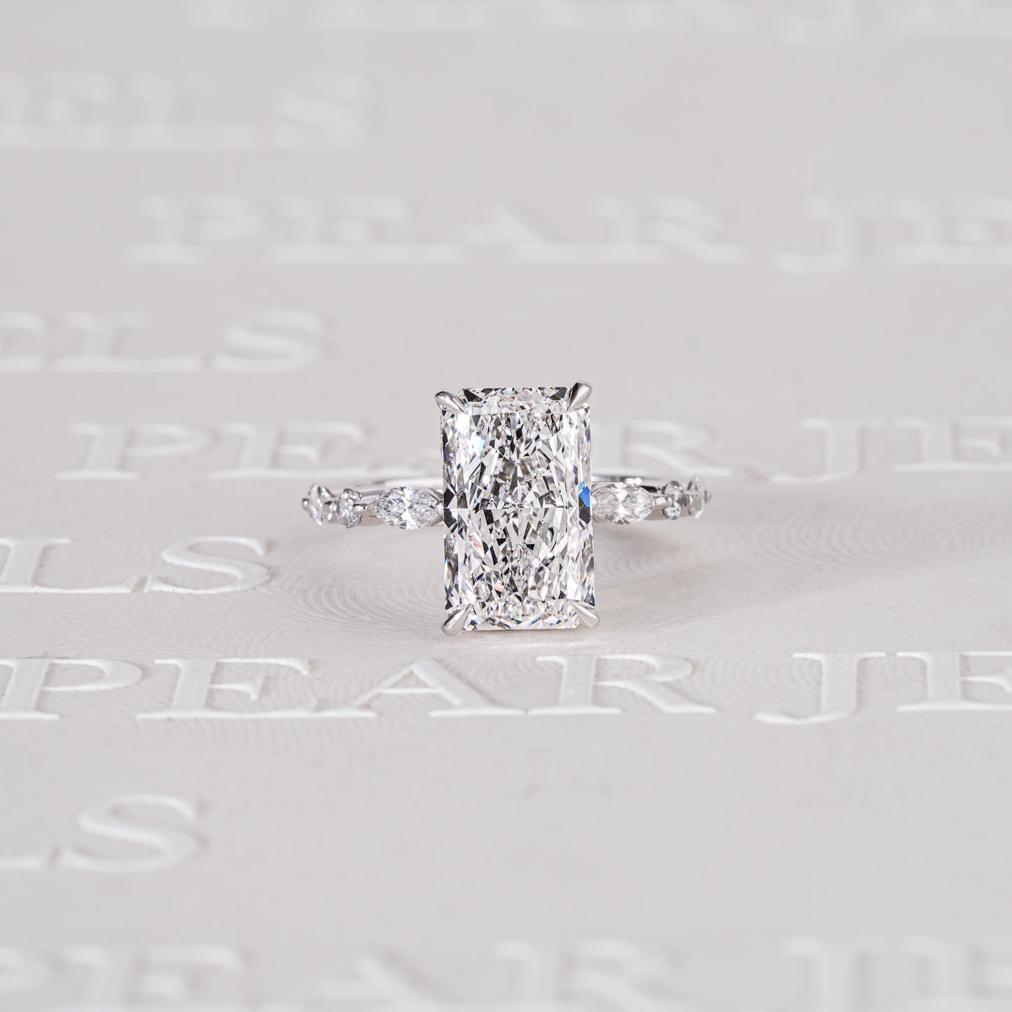 3.70CT Radiant Double Halo with Marquise & Round Lab-Grown Diamond Engagement Ring