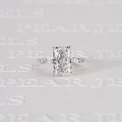 3.70CT Radiant Double Halo with Marquise & Round Lab-Grown Diamond Engagement Ring