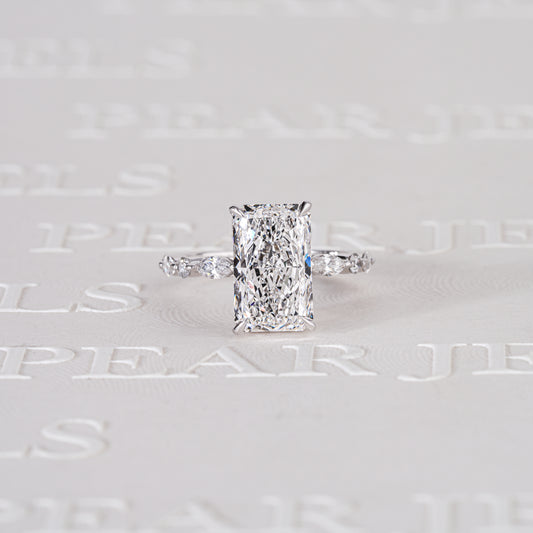 3.70CT Radiant Double Halo with Marquise & Round Lab-Grown Diamond Engagement Ring