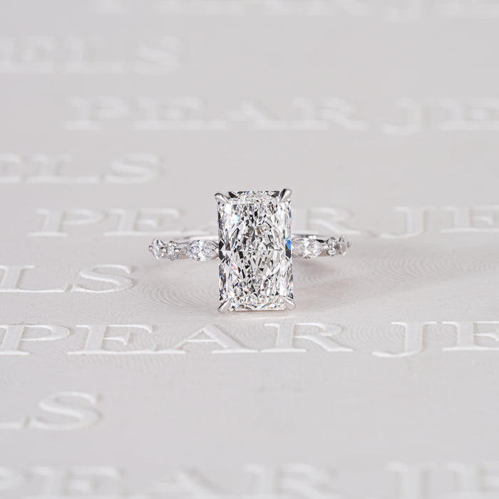 3.70CT Radiant Double Halo with Marquise & Round Lab-Grown Diamond Engagement Ring