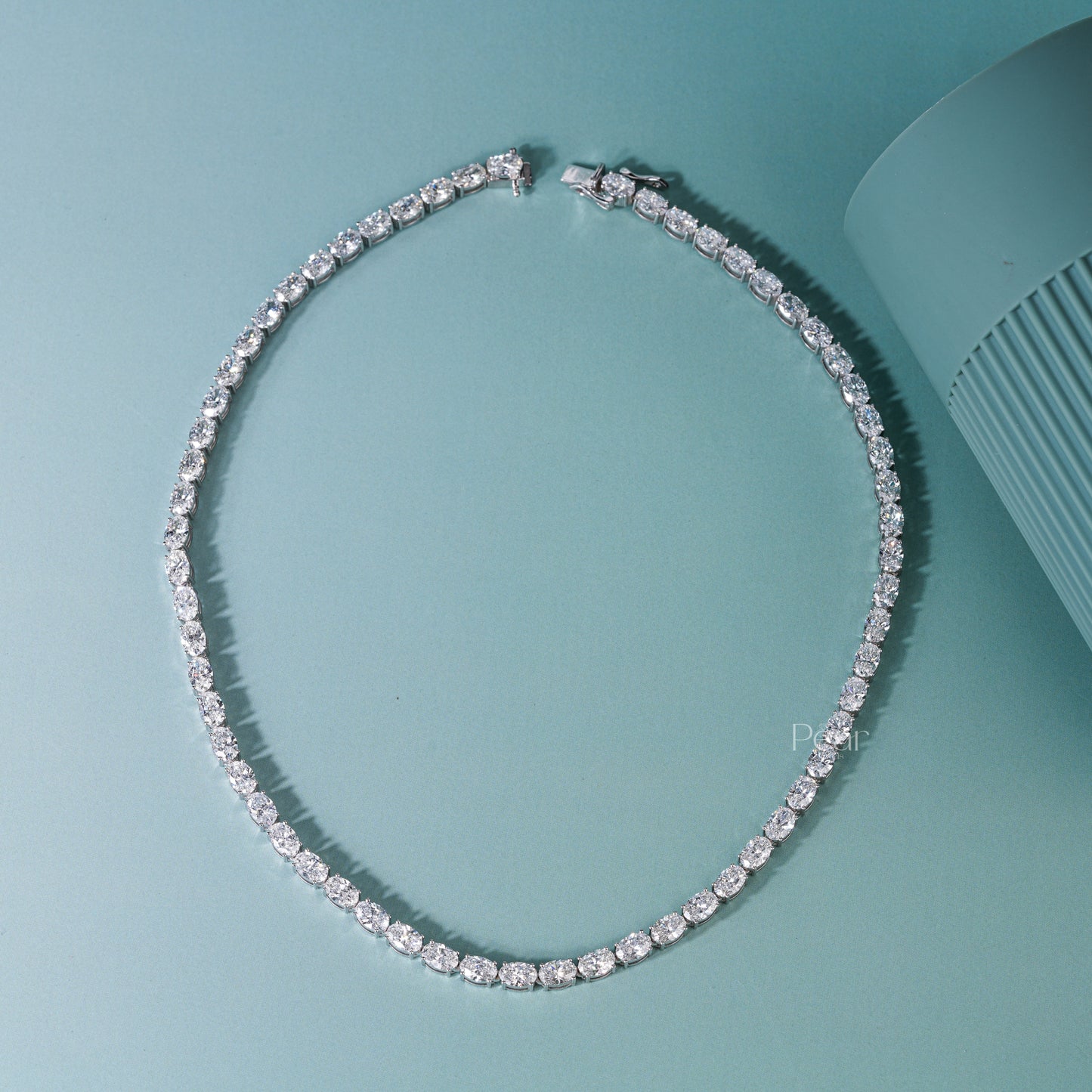 26.00CT Oval Lab-Grown Diamond Tennis Necklace – 16 Inch