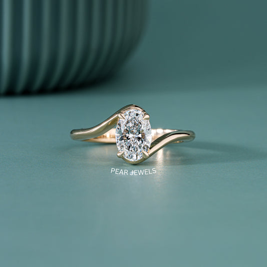 Oval Solitaire Labgrown Diamond Ring Band 1.0 TCW