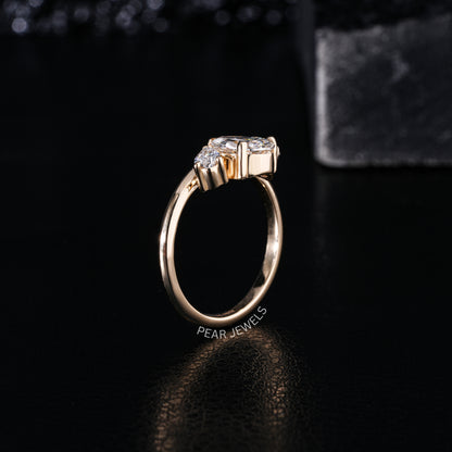 1.0Ct Pear Three Stone Fancy Labgrown Diamond Ring - Pear Jewels