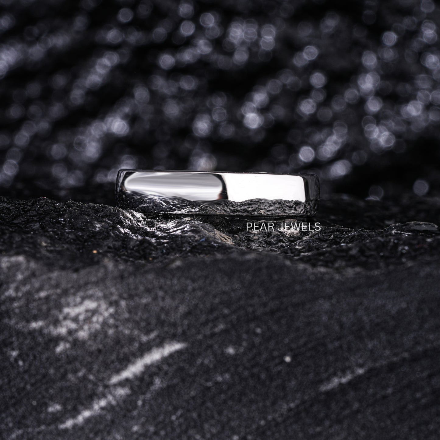 4mm White Gold Wedding Mens Band - Pear Jewels