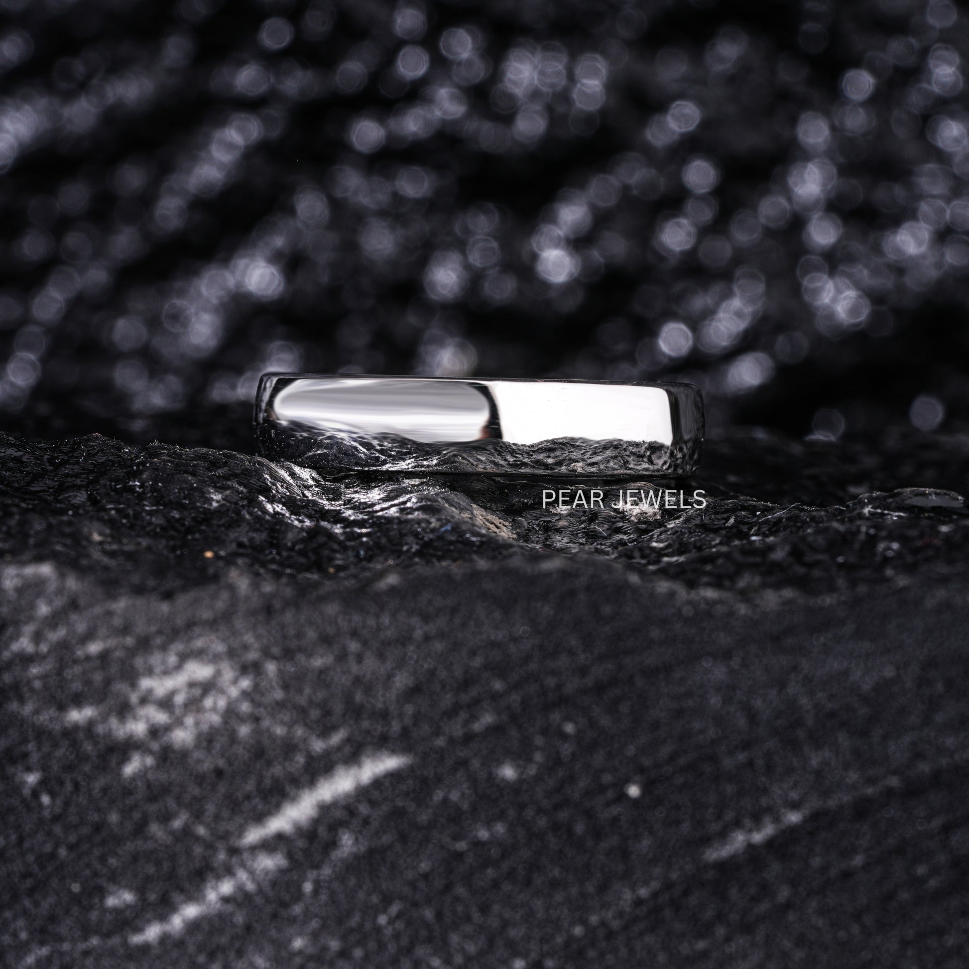 4mm White Gold Wedding Mens Band - Pear Jewels