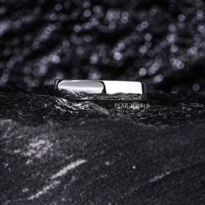 4mm White Gold Wedding Mens Band - Pear Jewels