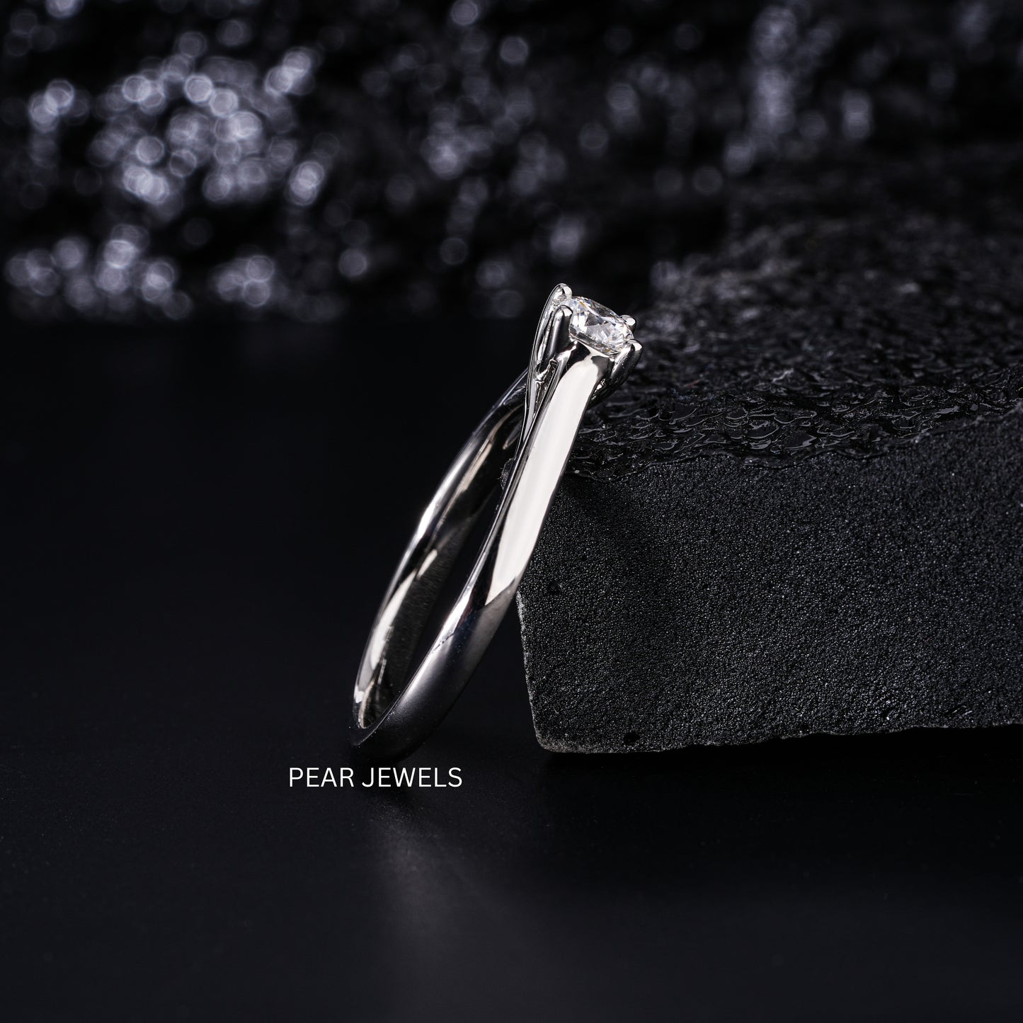 0.5Ct Round Fancy Solitaire Labgrown Diamond Ring - Pear Jewels