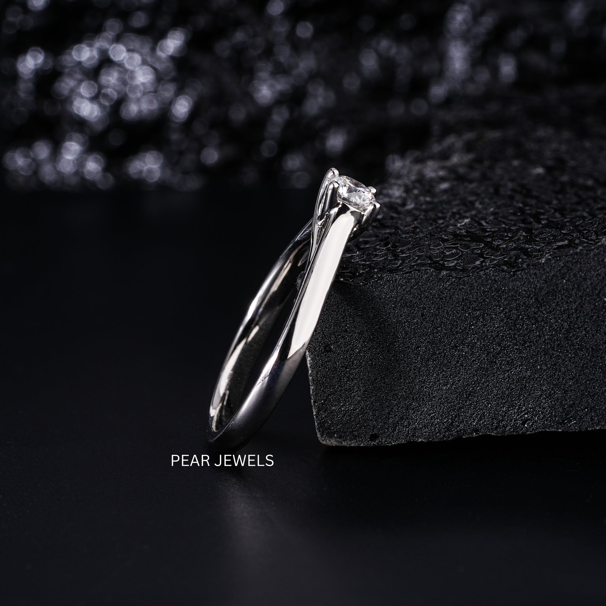 0.5Ct Round Fancy Solitaire Labgrown Diamond Ring - Pear Jewels