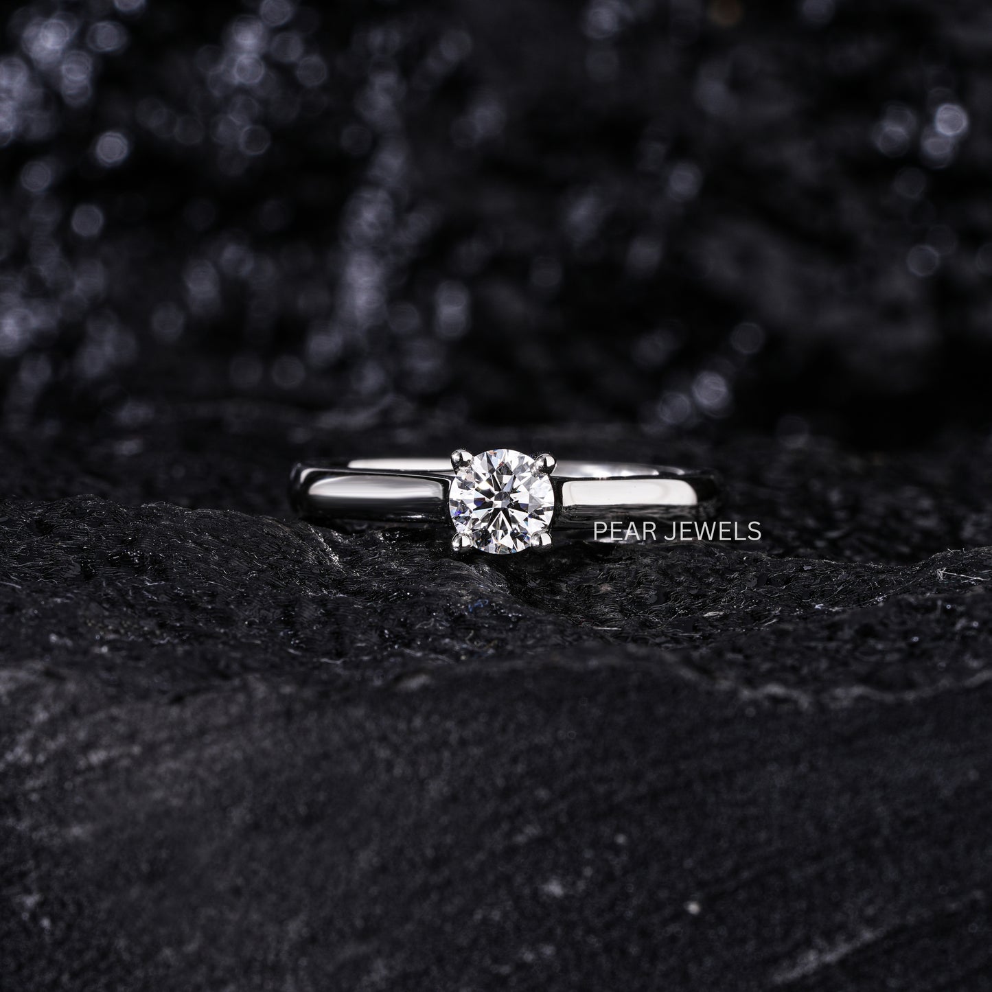 0.5Ct Round Fancy Solitaire Labgrown Diamond Ring - Pear Jewels