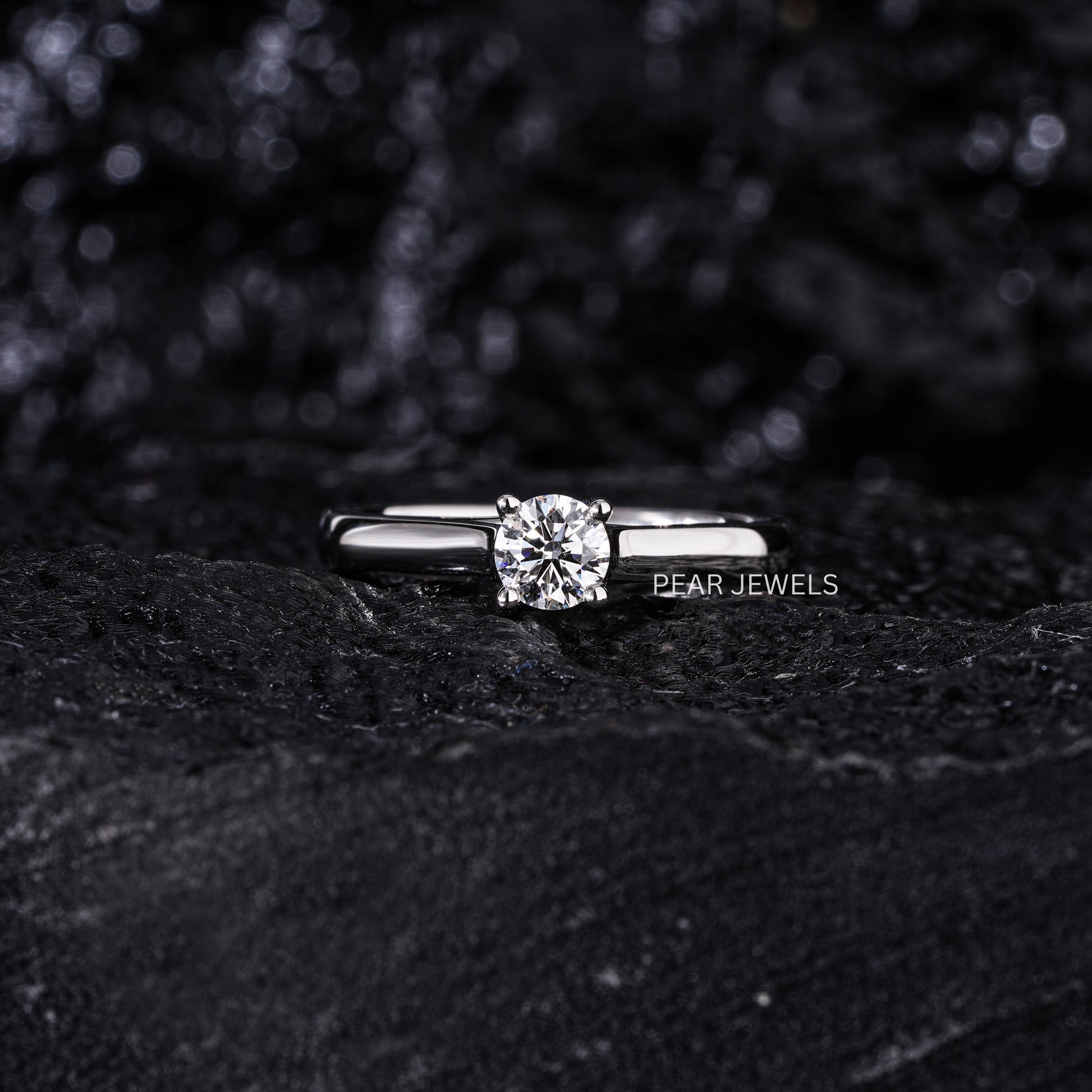 0.5Ct Round Fancy Solitaire Labgrown Diamond Ring - Pear Jewels