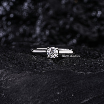 0.5Ct Round Fancy Solitaire Labgrown Diamond Ring - Pear Jewels
