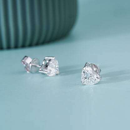 Heart Lab-Grown Diamond Stud Earrings – 2.00 TCW, D Colour, VVS2 Clarity