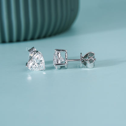 Heart Lab-Grown Diamond Stud Earrings – 2.00 TCW, D Colour, VVS2 Clarity