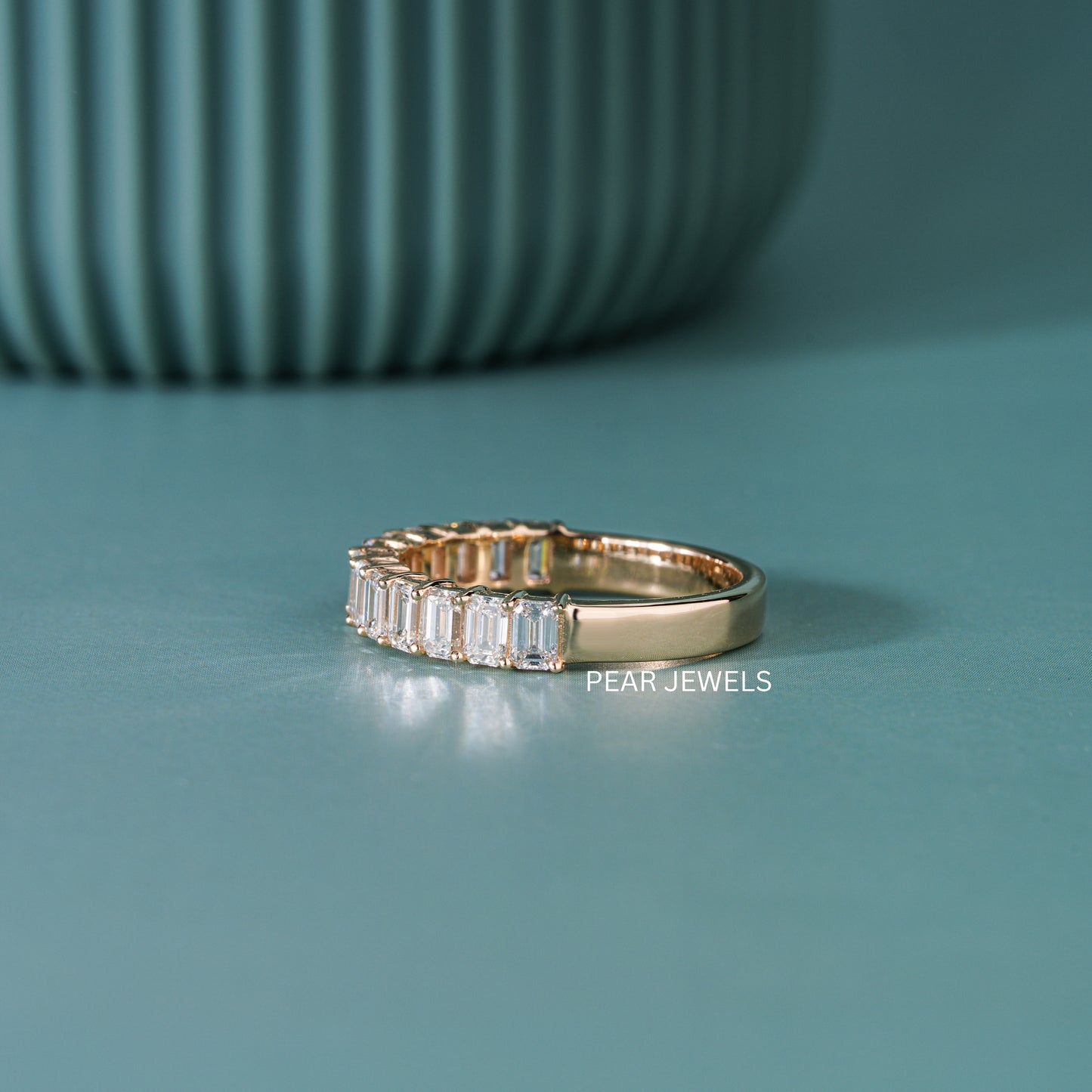 Emerald Labgrown Diamond  Half Eternity Wedding Band 1.3 TCW