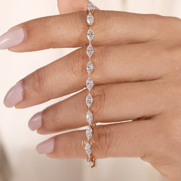Marquise Lab-Grown Diamond Tennis Bracelet