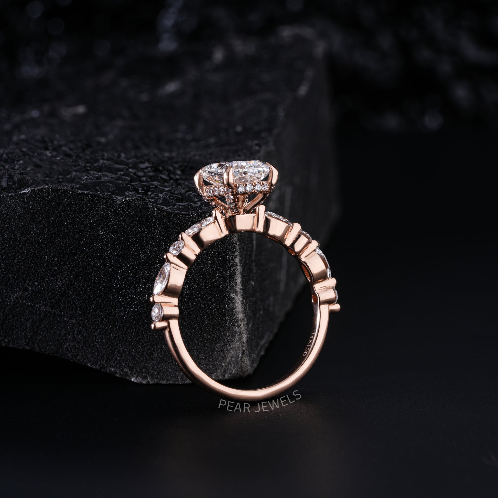 1.5ct Elongated Cushion & Marquise Labgrown Diamond Ring - Pear Jewels