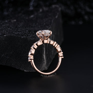 1.5ct Elongated Cushion & Marquise Labgrown Diamond Ring - Pear Jewels