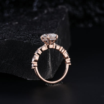 1.5ct Elongated Cushion & Marquise Labgrown Diamond Ring - Pear Jewels