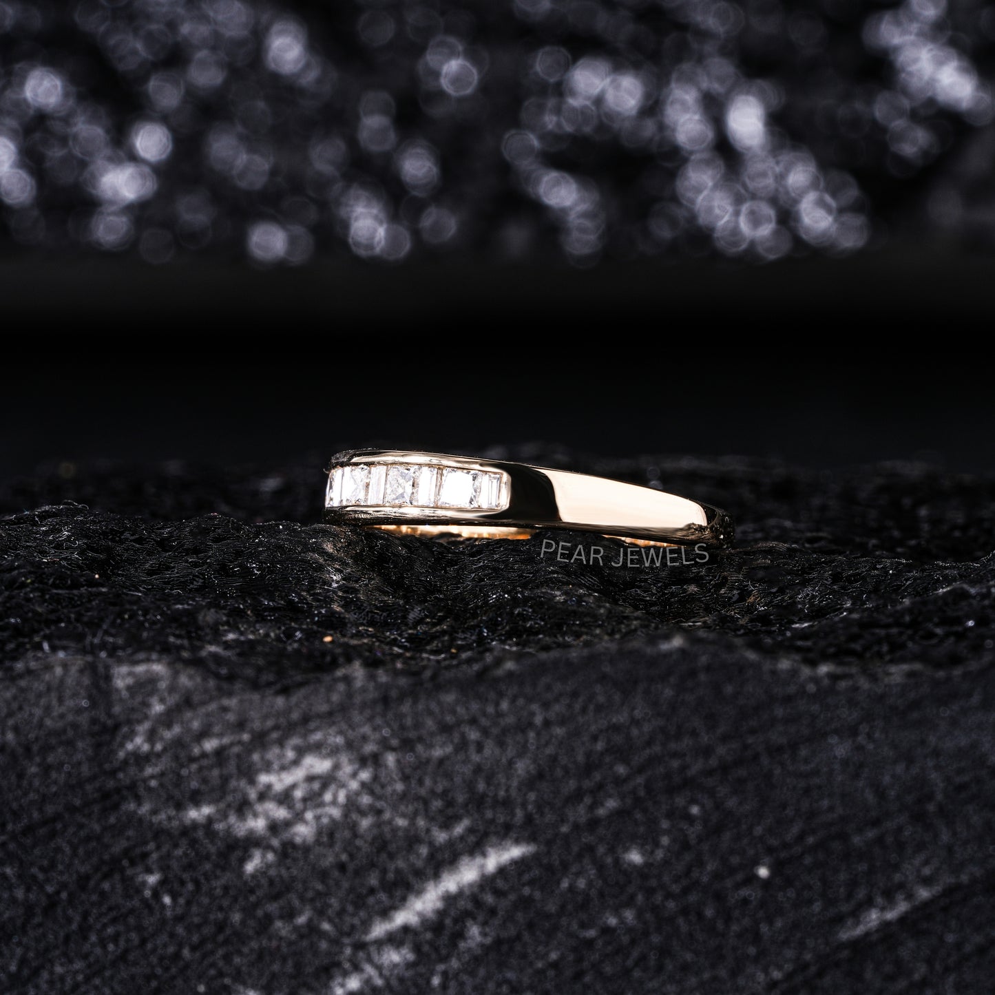 Princess & Baguette Labgown Diamond Engagement Band - Pear Jewels