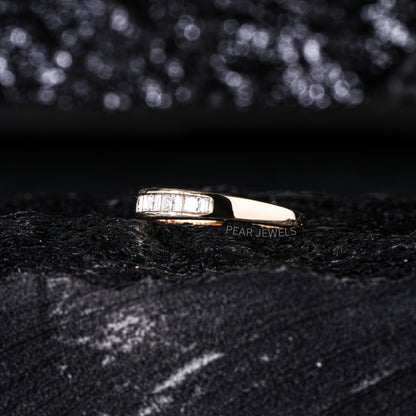 Princess & Baguette Labgown Diamond Engagement Band - Pear Jewels