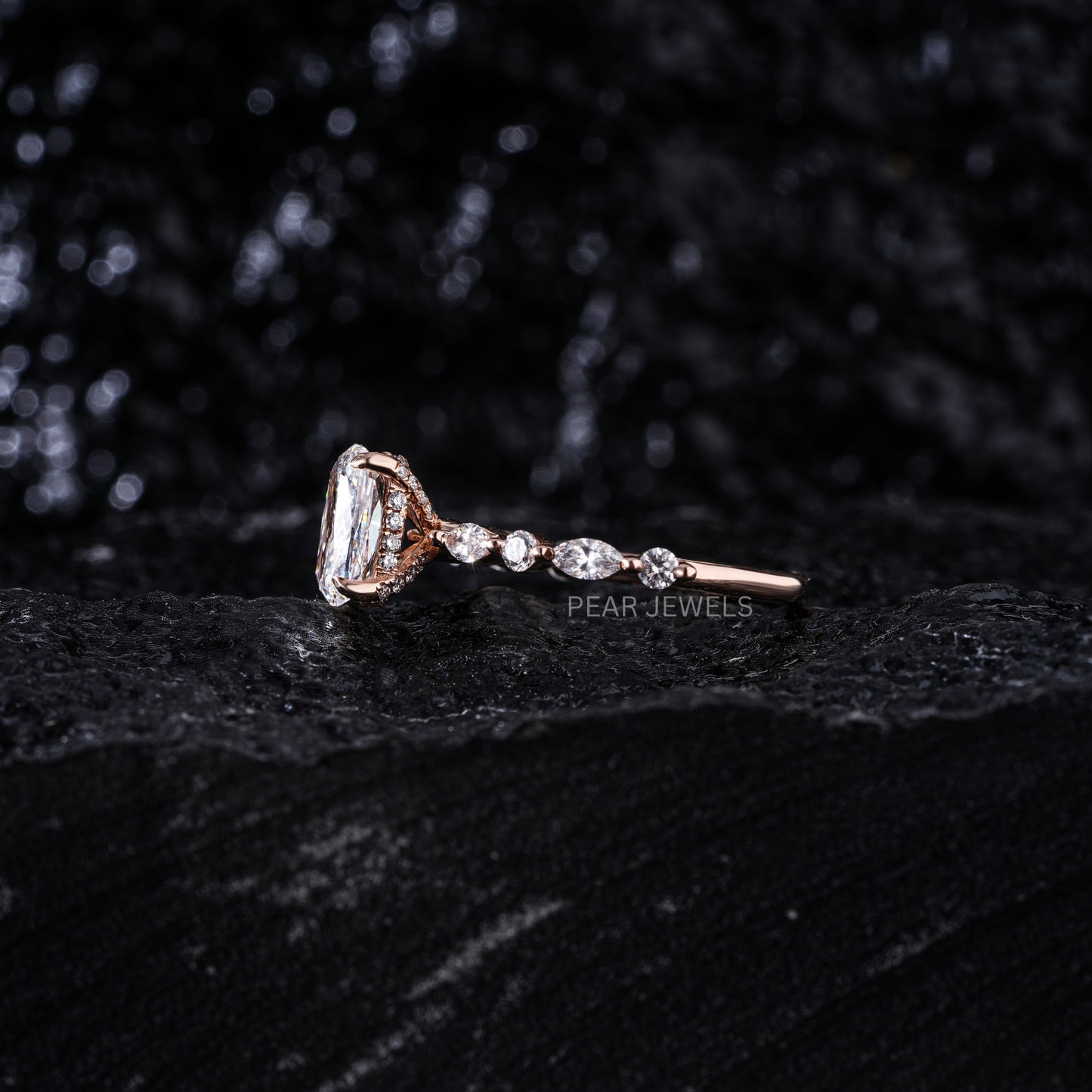 1.5ct Elongated Cushion & Marquise Labgrown Diamond Ring - Pear Jewels