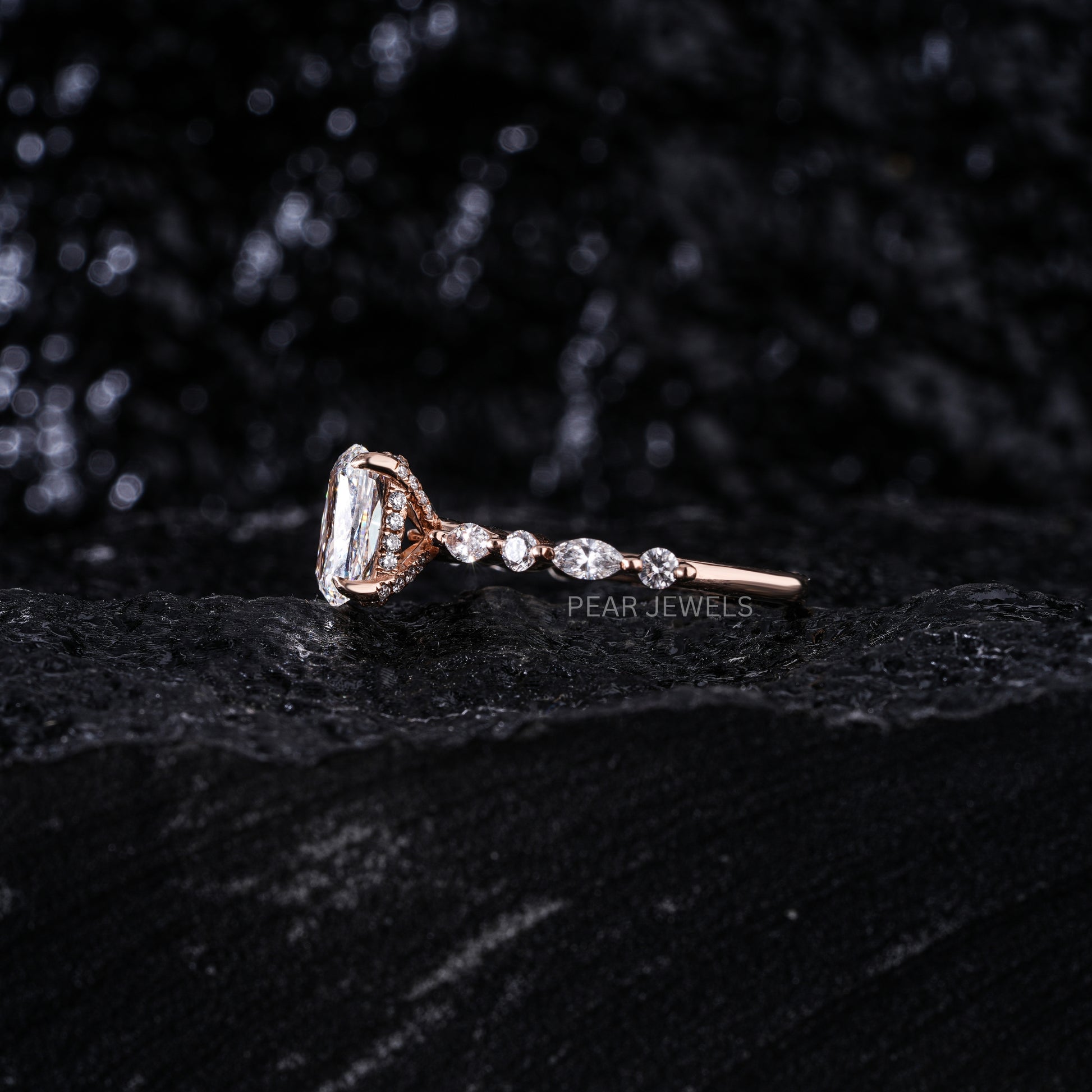 1.5ct Elongated Cushion & Marquise Labgrown Diamond Ring - Pear Jewels