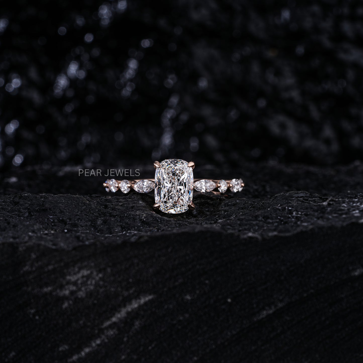 1.5ct Elongated Cushion & Marquise Labgrown Diamond Ring - Pear Jewels