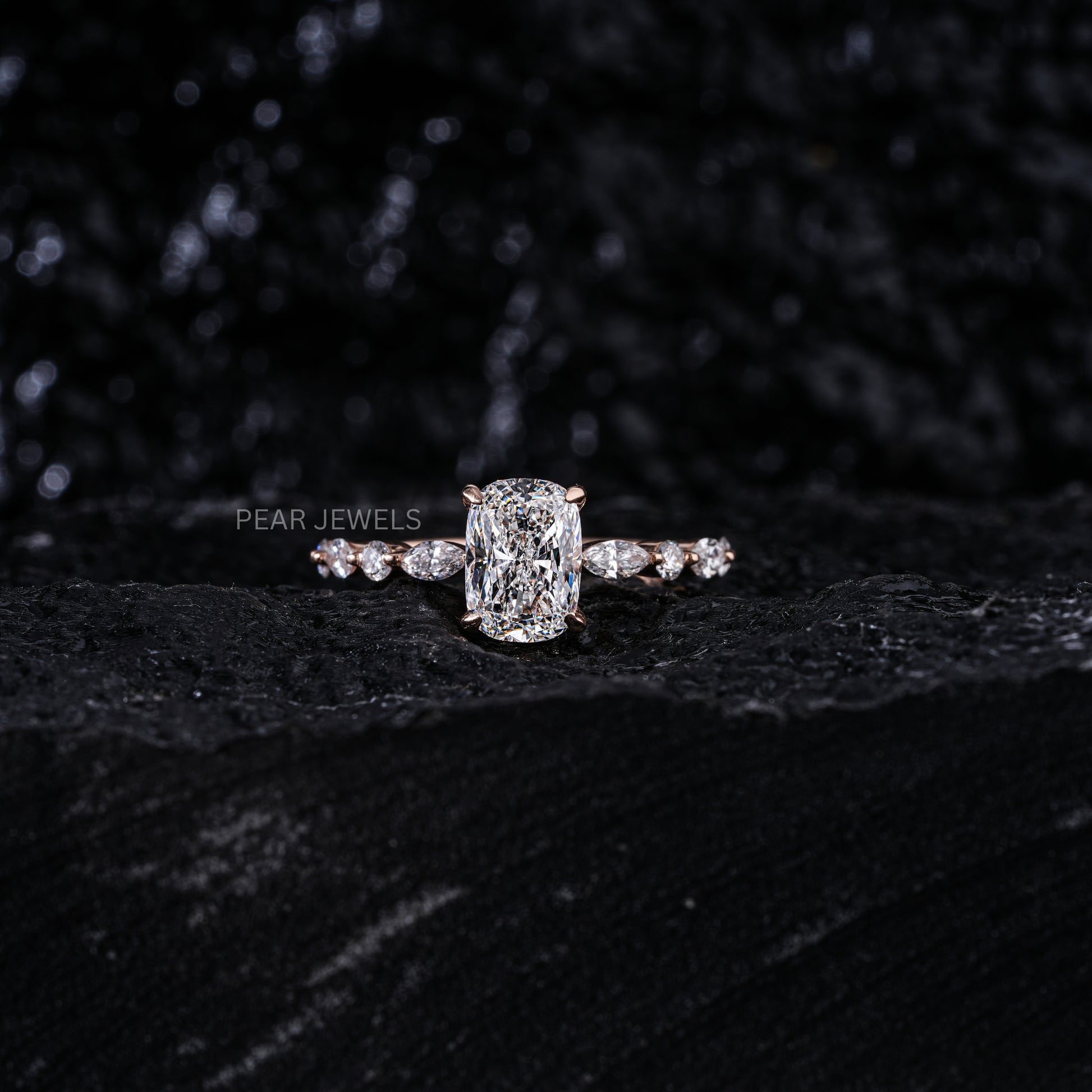 1.5ct Elongated Cushion & Marquise Labgrown Diamond Ring - Pear Jewels
