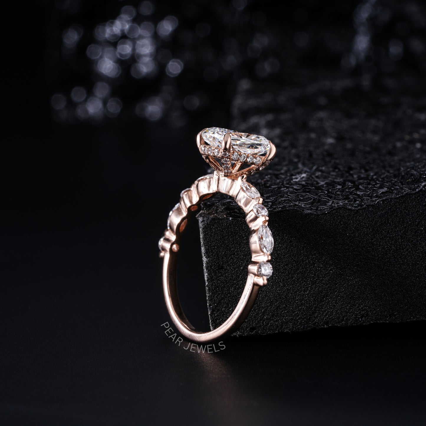 1.5ct Elongated Cushion & Marquise Labgrown Diamond Ring - Pear Jewels