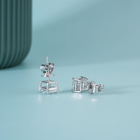 Princess Cut Lab-Grown Diamond Stud Earrings in 14K Gold – 2.00 TCW, E Colour, VVS2 Clarity
