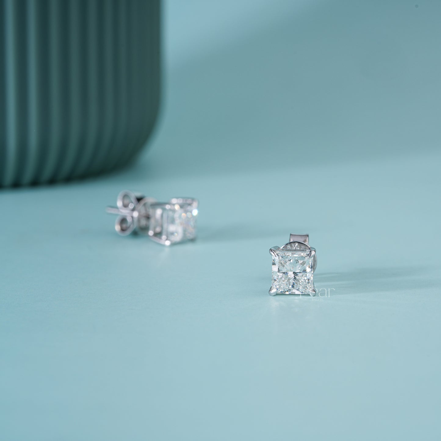Princess Cut Lab-Grown Diamond Stud Earrings in 14K Gold – 2.00 TCW, E Colour, VVS2 Clarity