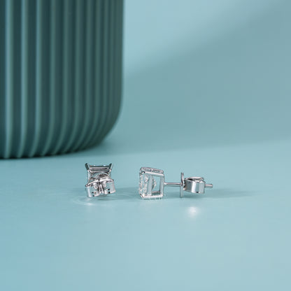 Princess Cut Lab-Grown Diamond Stud Earrings in 14K Gold – 2.00 TCW, E Colour, VVS2 Clarity