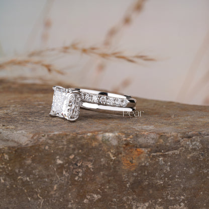 Princess Lab grown Diamond Wedding Band - Pear Jewels