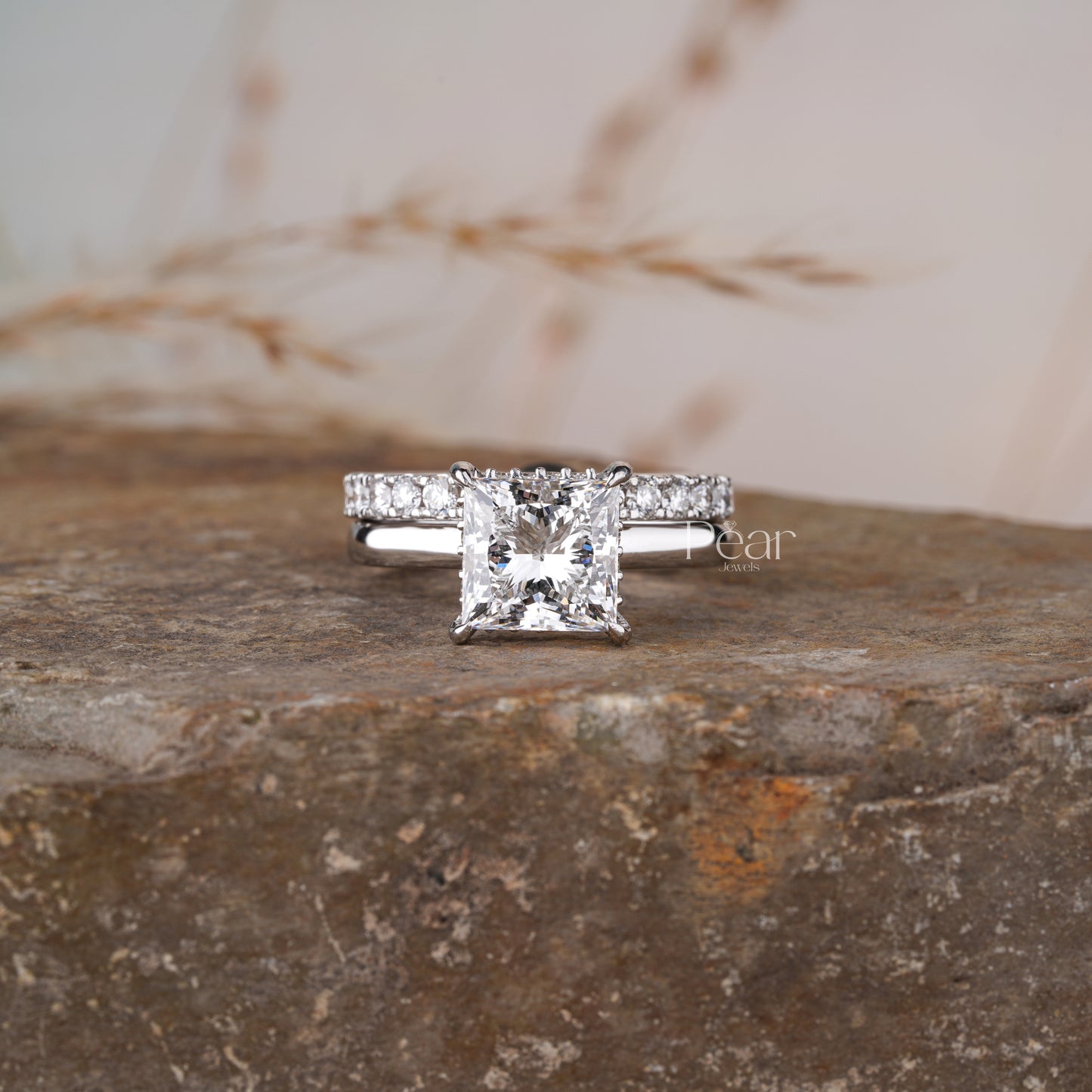 Princess Lab grown Diamond Wedding Band - Pear Jewels